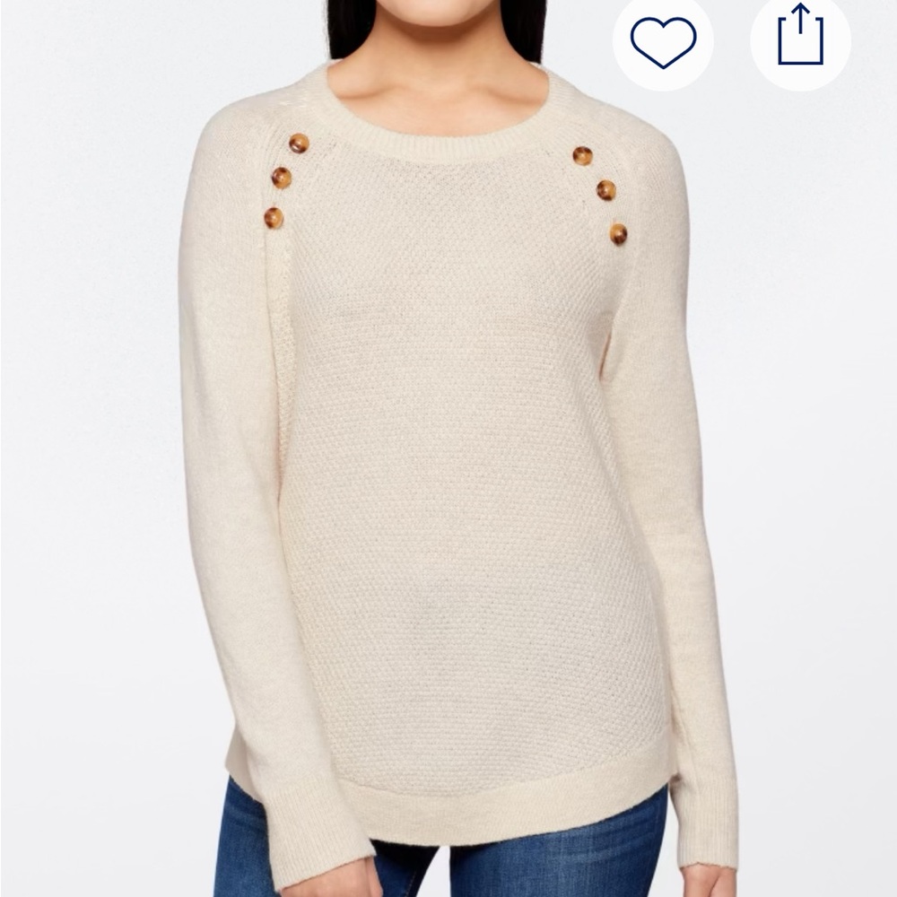 Market & Spruce Beige Sweater with Button Details